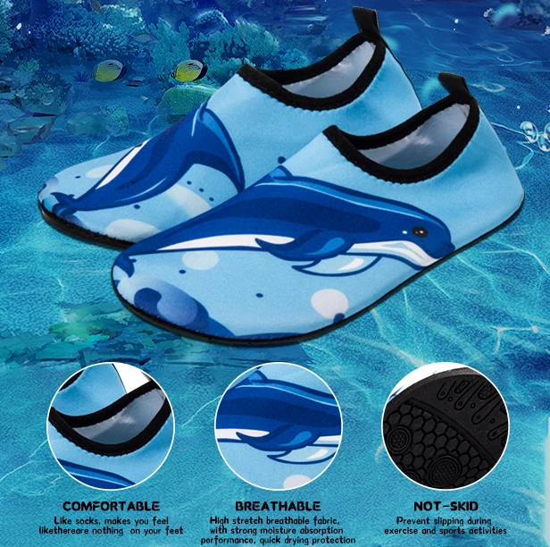 Kinder Wasser Sport Strand Schwimmen Socken Mädchen Dünne Multi Drucke Anti Slip Fitness Yoga Tanz Schwimmen Surfen Tauchen Unterwasser Schuhe – Detail 7