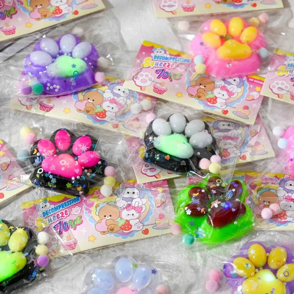 Impastare Glow Zampa di gatto Giocattolo da spremere Silicone fatto a mano Zampa di gatto Agitarsi Giocattolo Cartone animato Colorato Zampa di gatto Pizzico Giocattolo Scherzi pratici