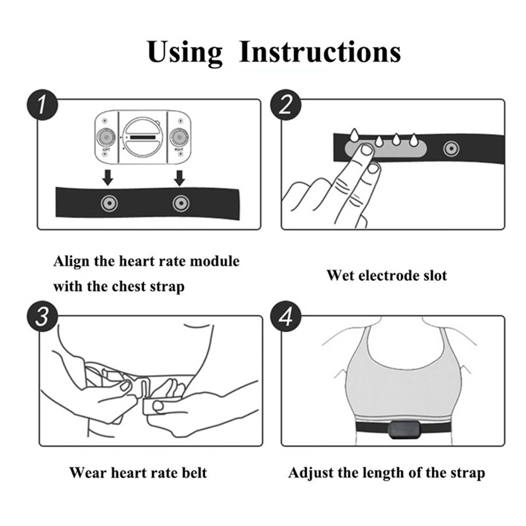 Sangle de poitrine élastique réglable pour le sport, moniteur de fréquence cardiaque sans fil, ceinture de fréquence C, 3 pièces