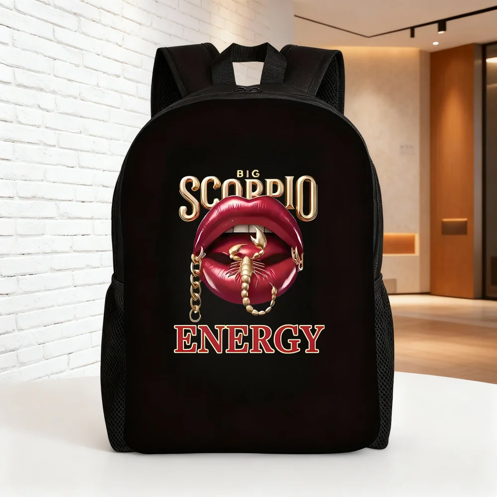 

Women's Large Capacity Scorpio Lip Printing Backpack - Lightweight Student Bag with Adjustable Strap, Scorpio and Lip Printing