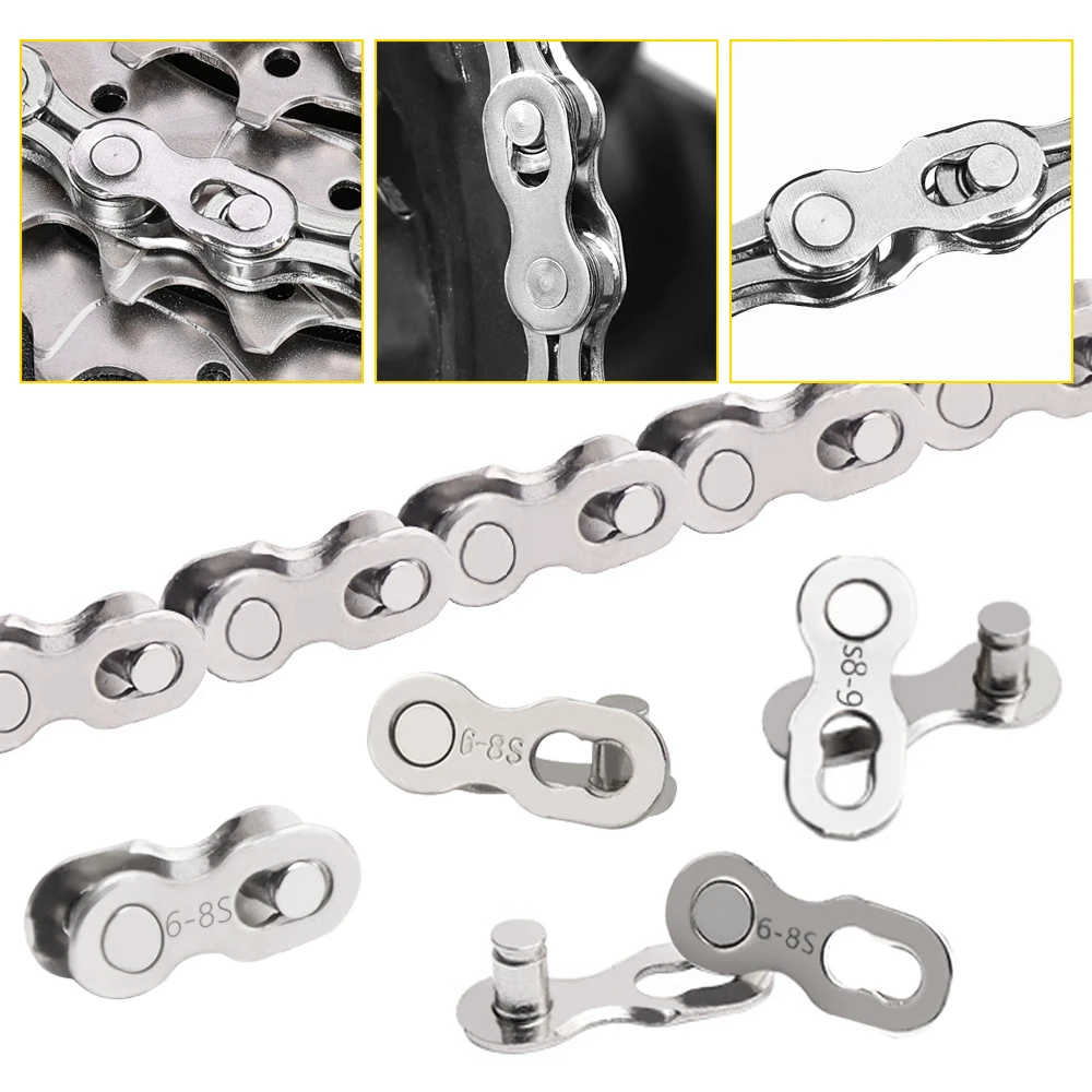 6pcs Bicycle Chain Connector Quick Release Link  High Carbon Steel Anti-Rust Electroplating for 6/7/8S Bike Easy Install Durable
