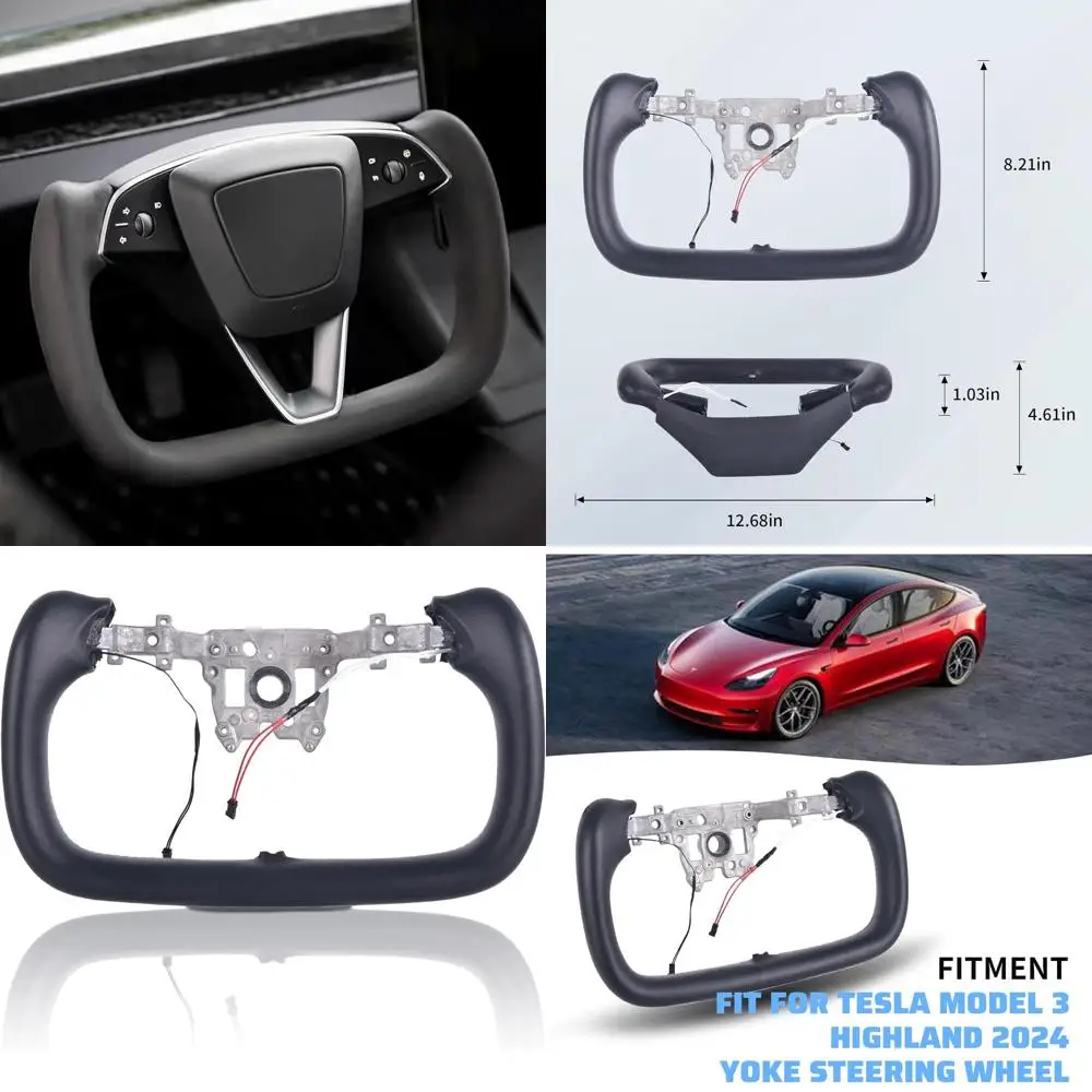 

Руль Yoke Racing для Tesla Model 3 Highland 2024-2025, персонализированный руль с хомутом, кожа наппа (черная кожа,