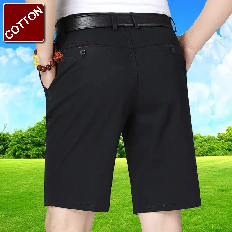 Casual Cotton Shorts Men Summer Knee Pants Breathable Classic Bermuda Shorts Outdoor Clothes Black Male Short Pants