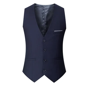 M-7XL Spring/summer Man Suit Vest Sleeveless Vest with Adjustable Waist Single Breasted Solid Color Business Suit Vest Wedding 3