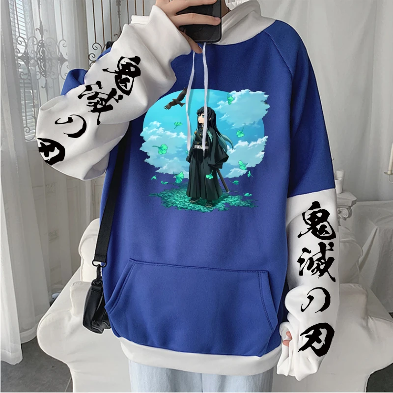 Tokitou Muichirou Demon Slayer Printed Hoodies Kawaii Trend Printed Plus Size Hooded Tops Winter Warm Comfortable Sweatshirts