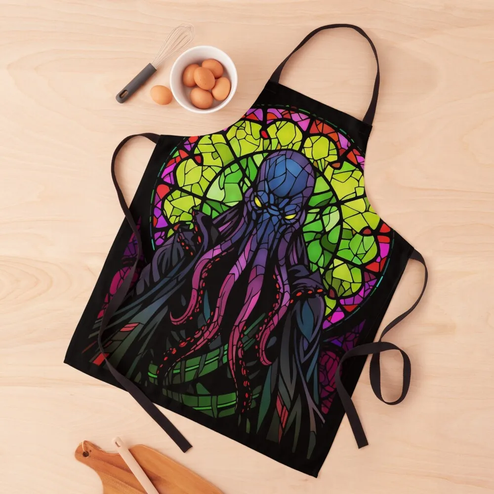

The Mindflayer of Stained Glass Apron For Kitchen Women Chef Uniform Apron