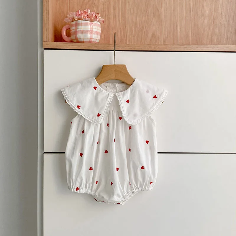 Girls Onesie 2026 Spring and Summer New Childrens Clothing Korean Style Newborn Foreign Style Love Printed Princess Onesie