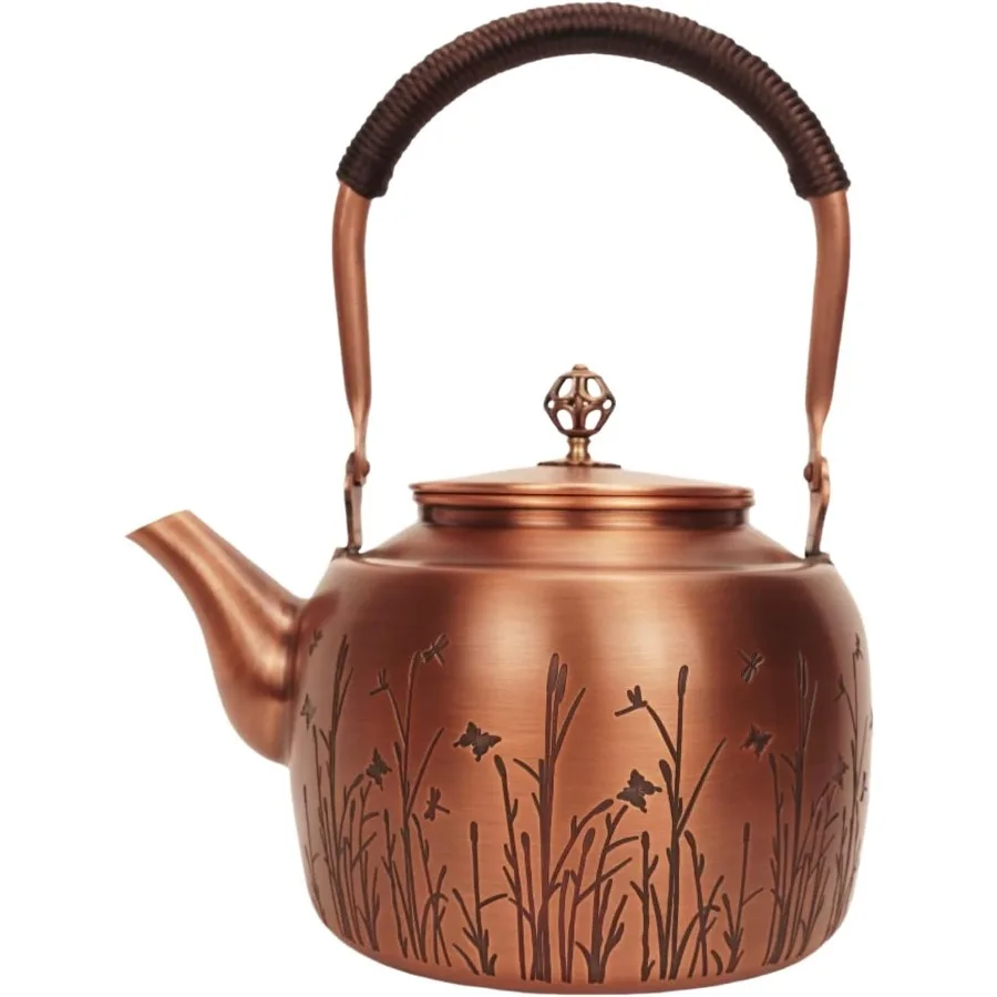 

Медный чайник ручной работы, медный чайник для плиты, 2000 мл, тип 4, теплопроводящая кухня премиум-класса, незаменимый для кипящей воды и B