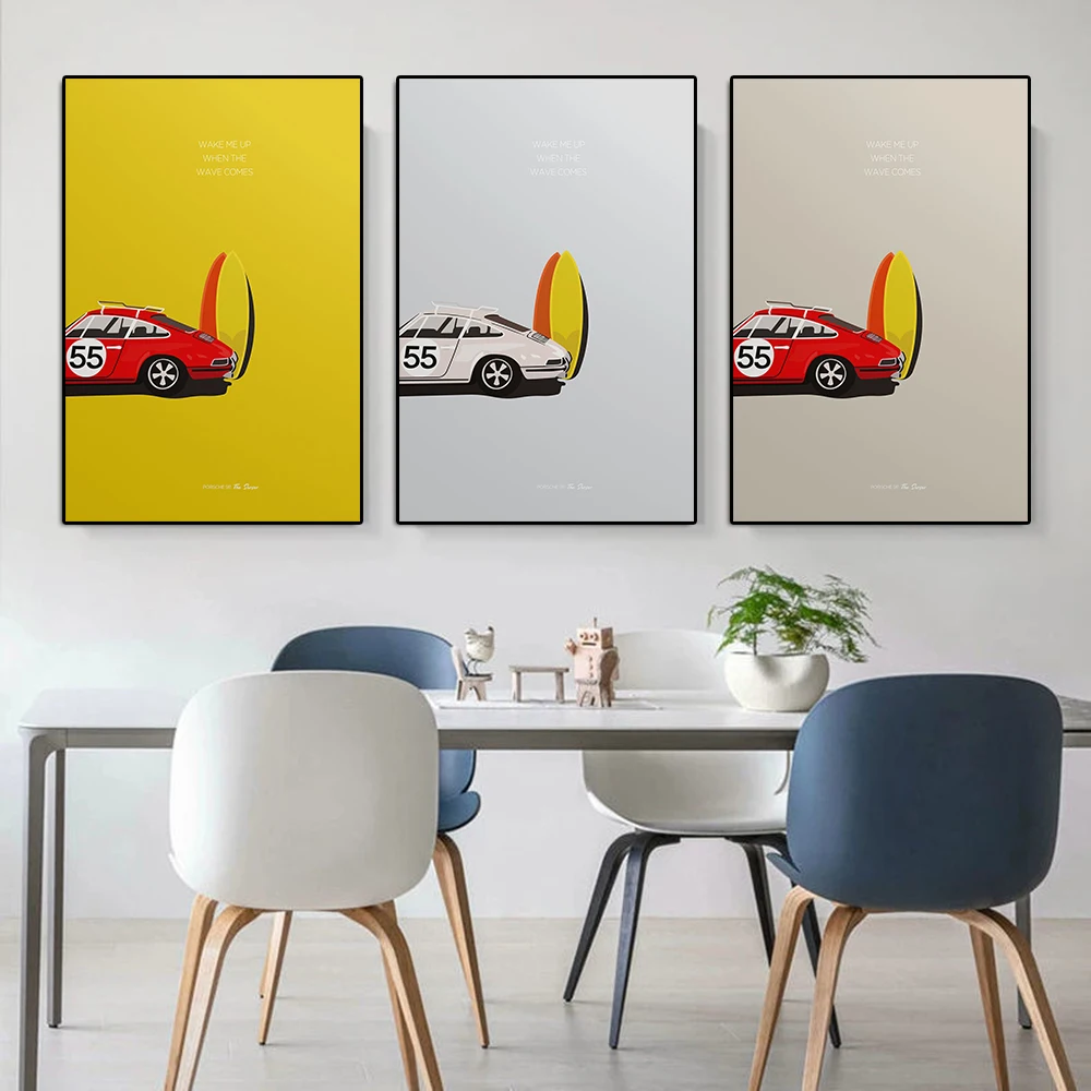 Luxury Sports Car 911 Travel Poster Print Retro Racing Surfboard Canvas Painting Simple Sports Club Wall Art Mural Room Decor