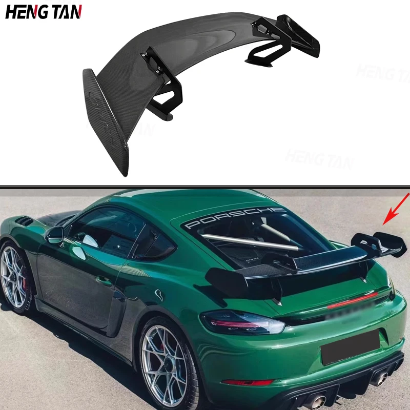 GT4RS Style Carbon Fiber Rear Trunk Spoiler Rear Wing Tail Wing For Porsche Cayman 718 987 981 Boxster 2010-2021 Body kit