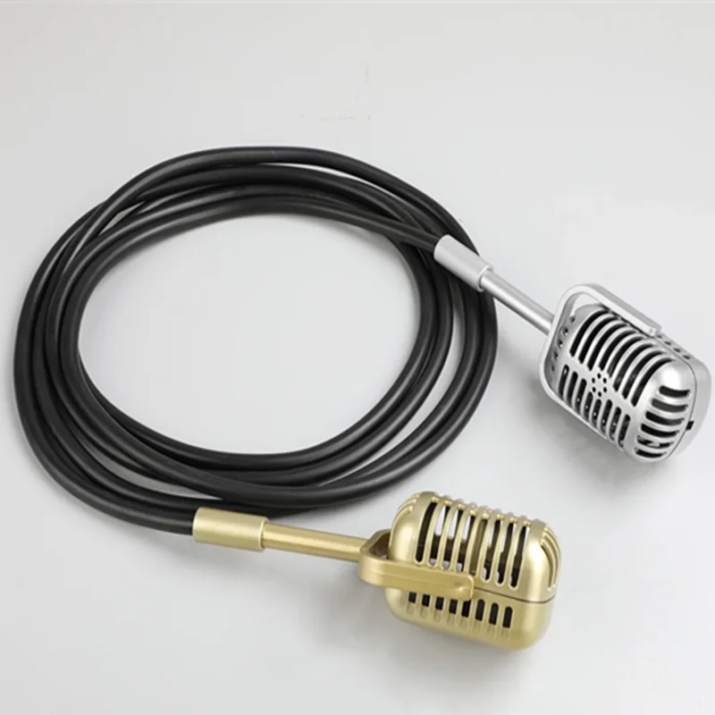Factory hanging vintage ribbon microphone prop retro studio antique style fake Mic Prop Model for Bar Decoration Electroplated