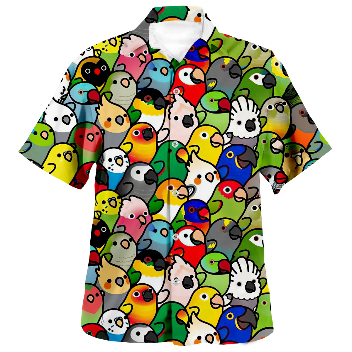 Colorful Psychedelic Parrot 3DPrint Anime Shirt Beach Hawaiian Shirt Summer Short Sleeve Shirt Streetwear Oversize Chemise Homme