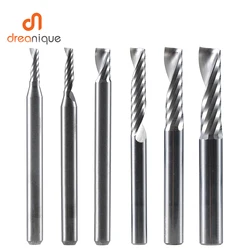 1pc AAAAA single flute spiral end mill 3.175 shank aluminum mill CNC 3D engraving carving bit for woodworking Acrylic ACM cut