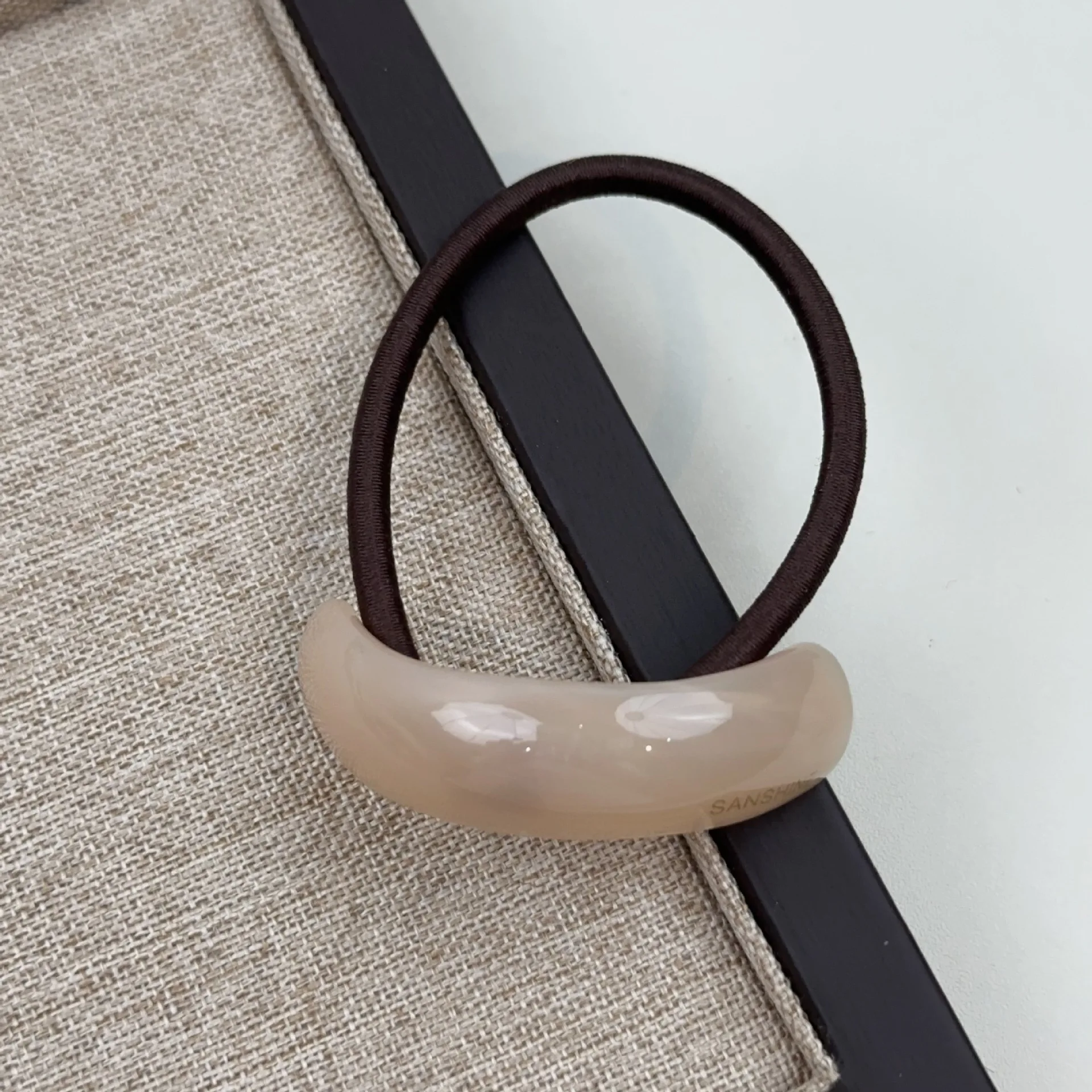 Solid Color Geometric Hair Ties Resin Arc Scrunchies Gold Label High Elastic Basic Ponytail Holders For Women Daily Gift