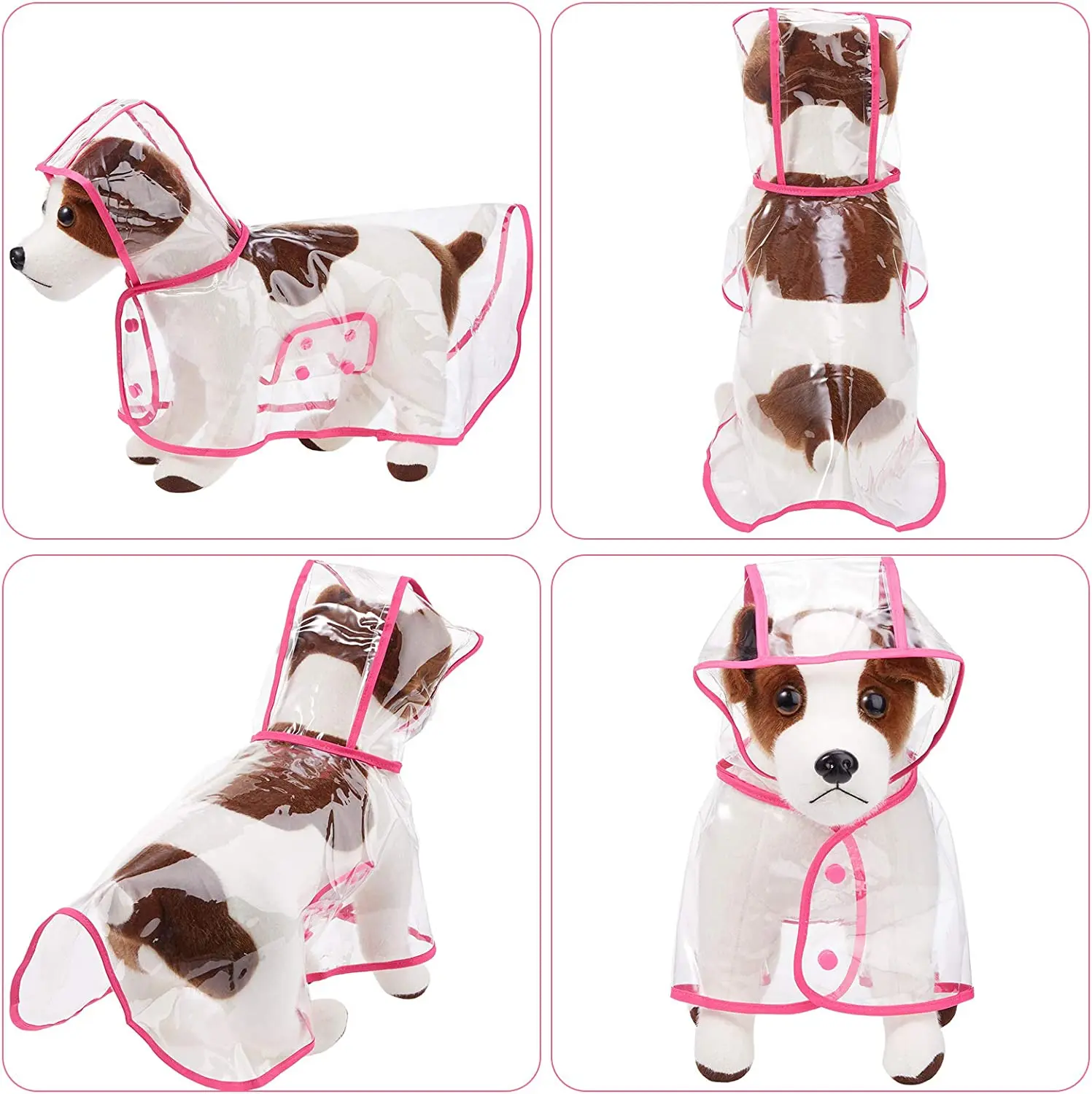 Pet Dog Raincoat Clear Pet Waterproof Clothes Hooded Rain Jacket Plastic Puppy Rain Poncho Pet Rainwear for Small Medium Dog