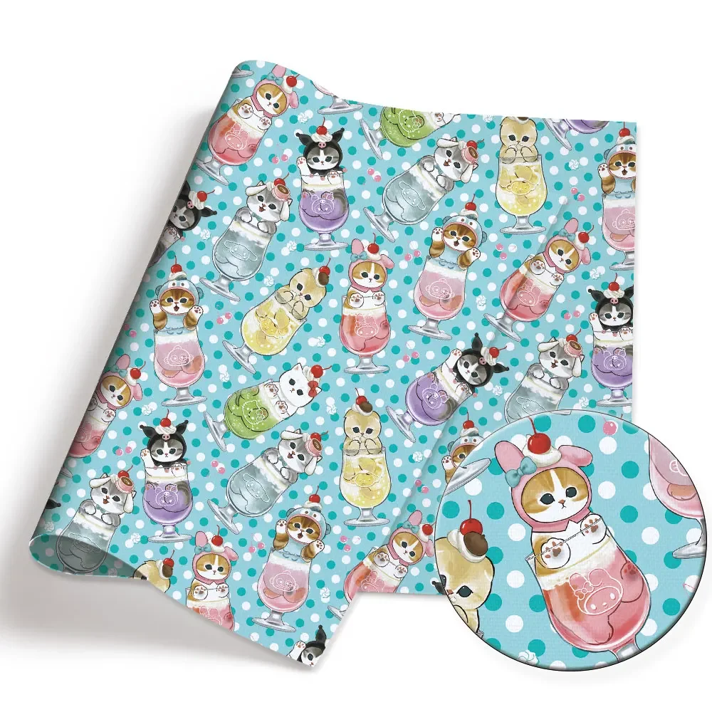 Tissu imprimé dessin animé en coton polyester pour enfants, patchwork de couture fait main, courtepointe, robe de bébé, feuille de maison, 140x50cm