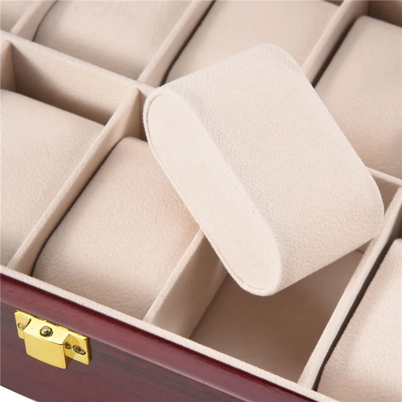 【¡Precio-¡gota!】2X caja de reloj de madera de lujo, caja porta relojes para relojes, caja organizadora de joyería con tapa de cristal para hombres, 10 rejillas para organizar relojes