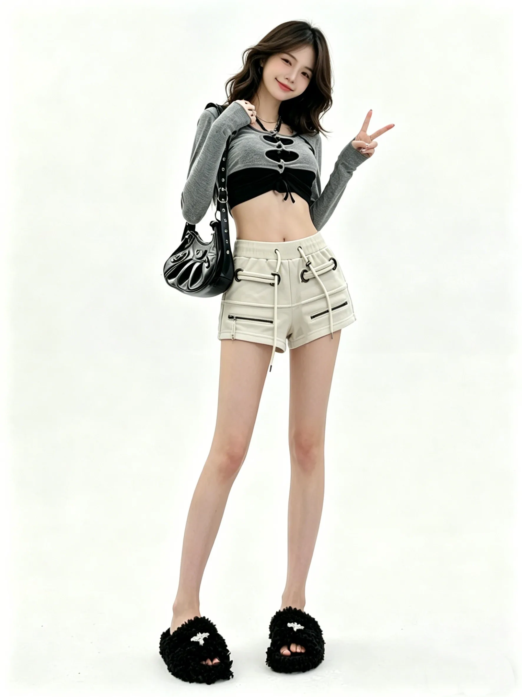 

High Waist Drawstring Workwear Shorts Women's Size Design Sensual Style Sports Hot Pants Korean Chic Trendy Female Summe...