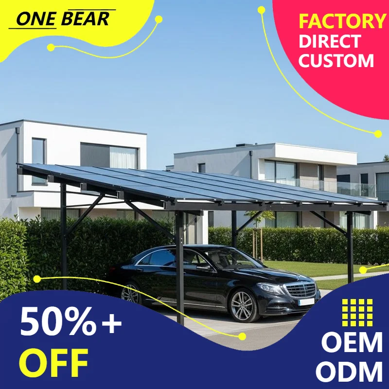 Any Size Custom Energy Saving Solar Carport Heavy Load Solid Build Home Outdoor Yard Auto Sun Rain Charge Protect Frame
