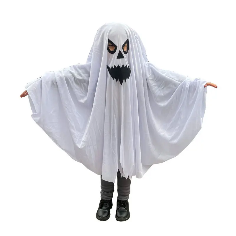 Funny White Ghost Cloak Cape Ghost Festival Horror Performance Costume Props Halloween Children's Performance Costume