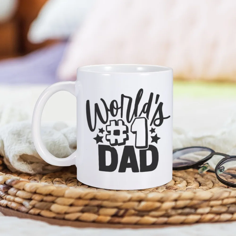 No.1 Dad Mug Father Coffee Tea Ceramics Cup for Daddy Papa Birthday Home Tea Cup Custom Father's Day Gift from Daughter Son