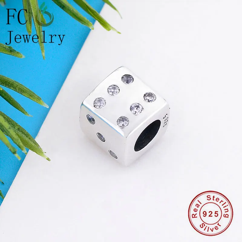 FC Jewelry Fit Original Pan Charms Bracelet 100% 925 Silver Lucky Dice Zirconia Bead Making Women Kid Berloque Handmade 2020