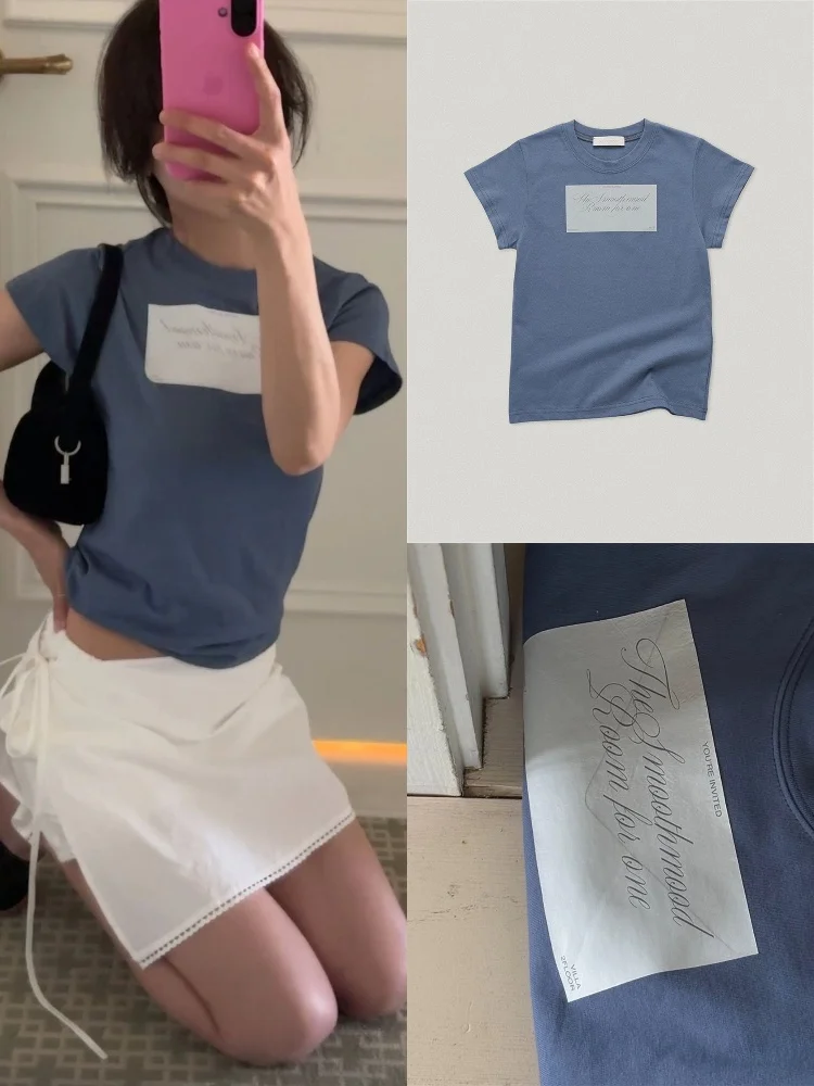 

Футболка с простым буквенным принтом ort Sve, женская повседневная базовая футболка f Sve, хлопковая летняя мода для подростков