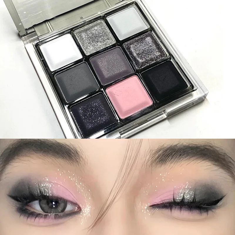 Punk esfumaçado sombra de olho preto rosa paleta perolado fosco paleta de sombra de longa duração olhos base sombra em pó cosméticos