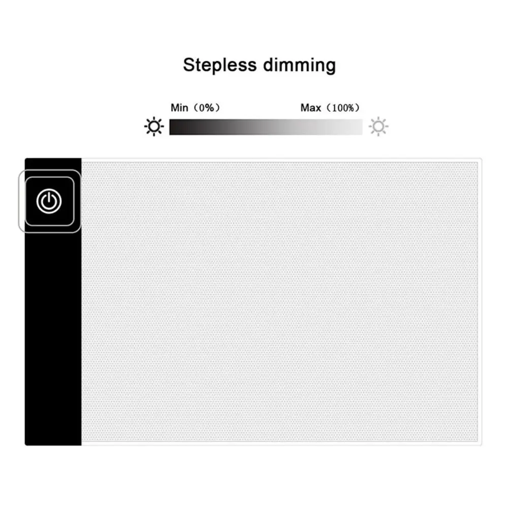 Papan Gambar Elektronik A3/A4/A5 Papan Lukis LED Transmisi Cahaya Peredupan Tiga Tingkat USB Pelindung Mata