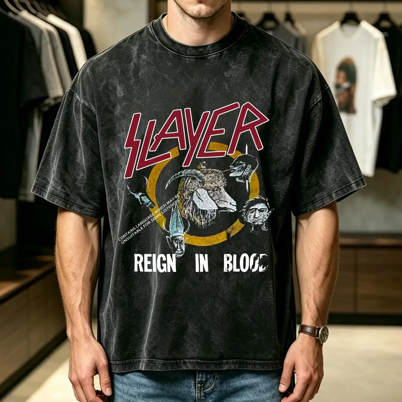 washed T Shirt Slayer Reign In Blood Vintage 1986 Very Rare vintage Washed Slightly Soft designer clothes Breathable Stylish