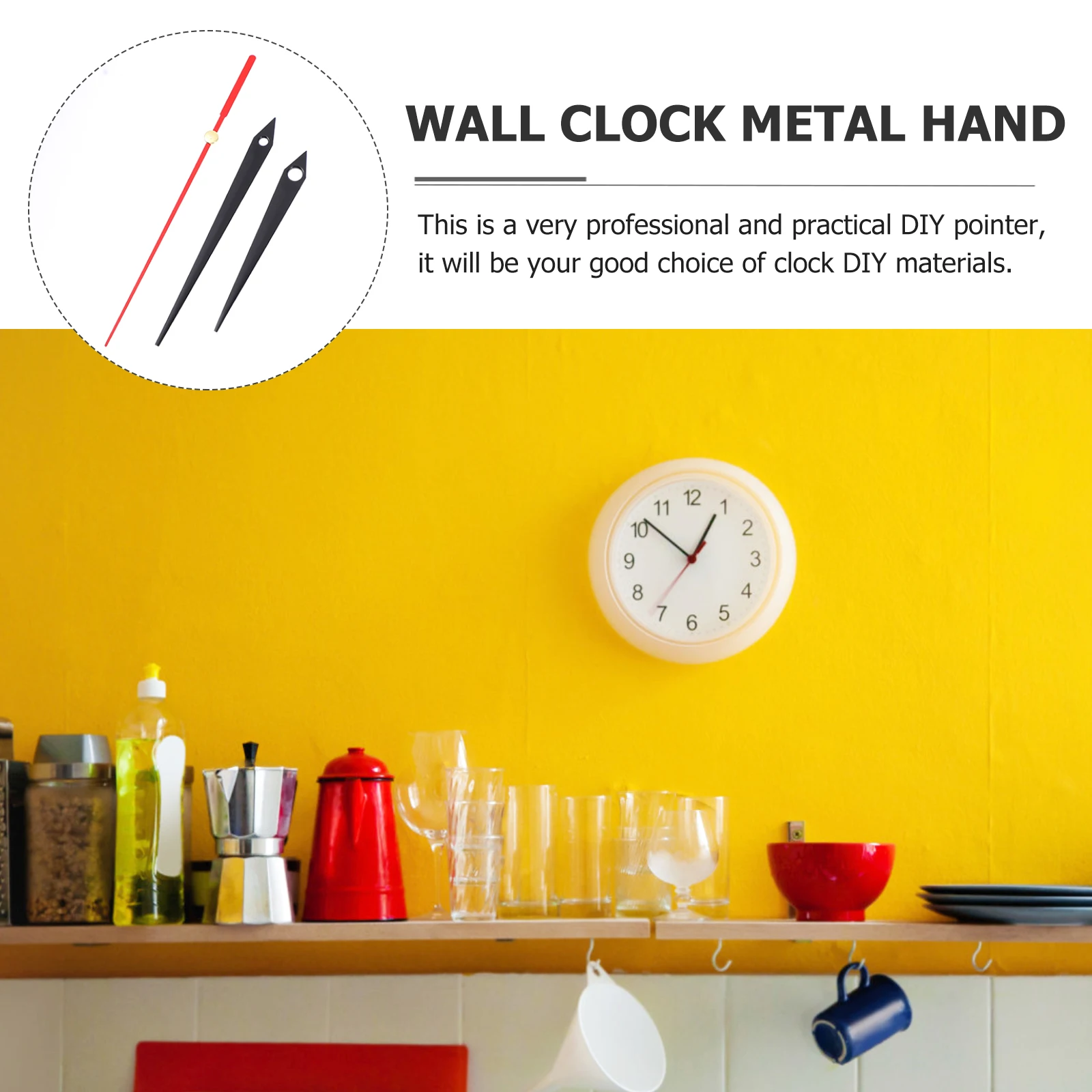 

10pcs Clock Hands Metal Lightweight Aluminum Repair Replacement Home Decor Wall Accessories Simple Stylish for Craft