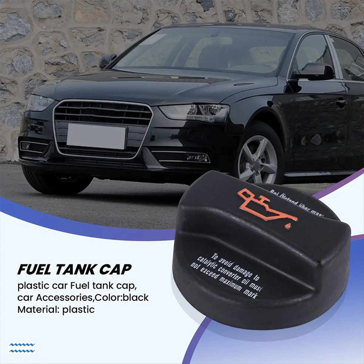#13T Fuel tank cap,Fuel tank cap For VW Audi Febi Bilstein Oil Filler Cap 06B103485D (Black)