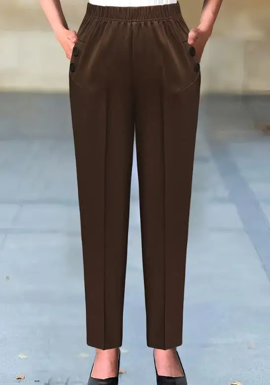 2026 Elegante Nieuwe Mode Lente en Zomer Dunne Hoge Taille Hangende Elastische Taille Dubbele Zak Geruite Casual Smalle Pijpen Broek