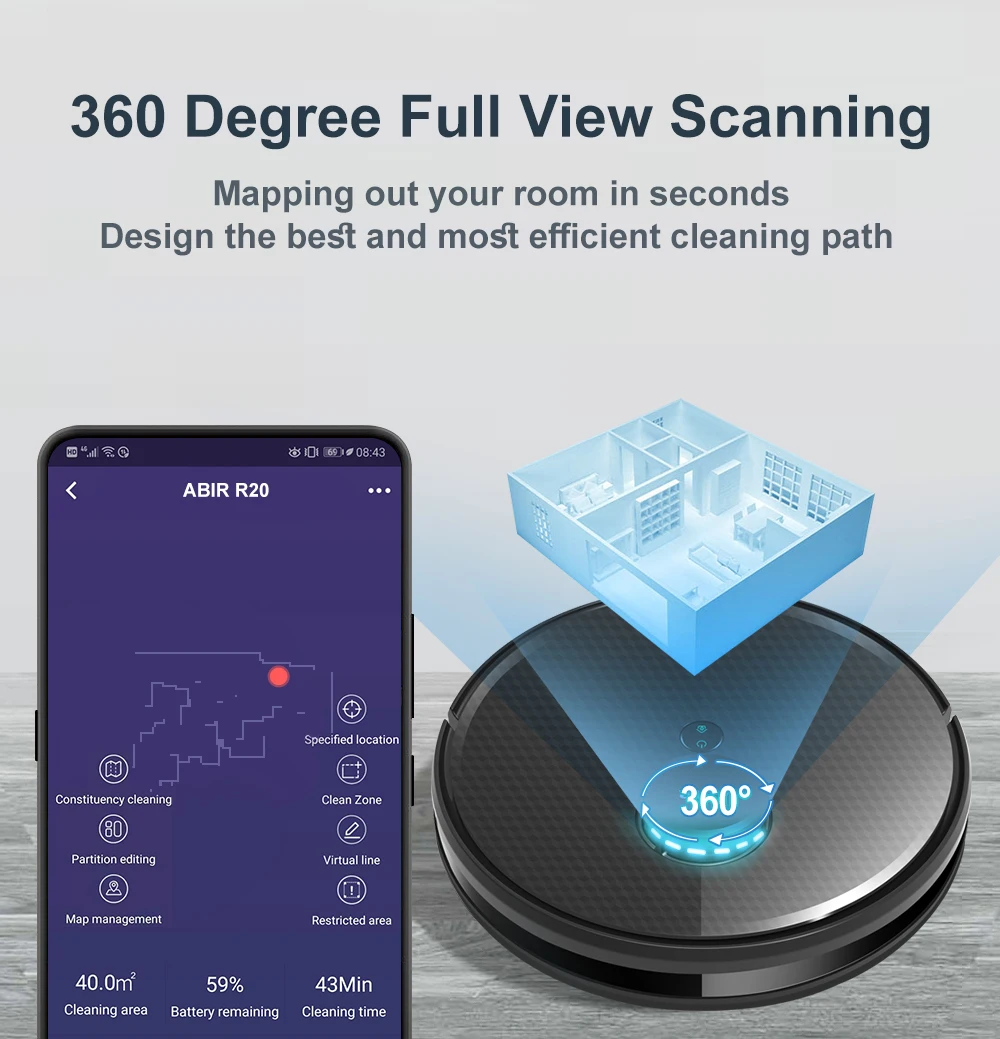 ABIR X8 Pro Smart Automatic Robot Vacuum Cleaner Self Charge Vacuum Moping Robot Floor Crepet Cleaner WiFi App Control OEM