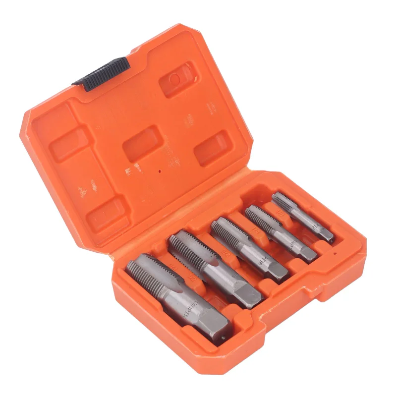 

5 Piece NPT Pipe Taps Sizes Included 3/4 1/2 3/8 1/4 1/8inch Carbon Steel Precise Threading Plumbing NPT Tap Set for Re Thread