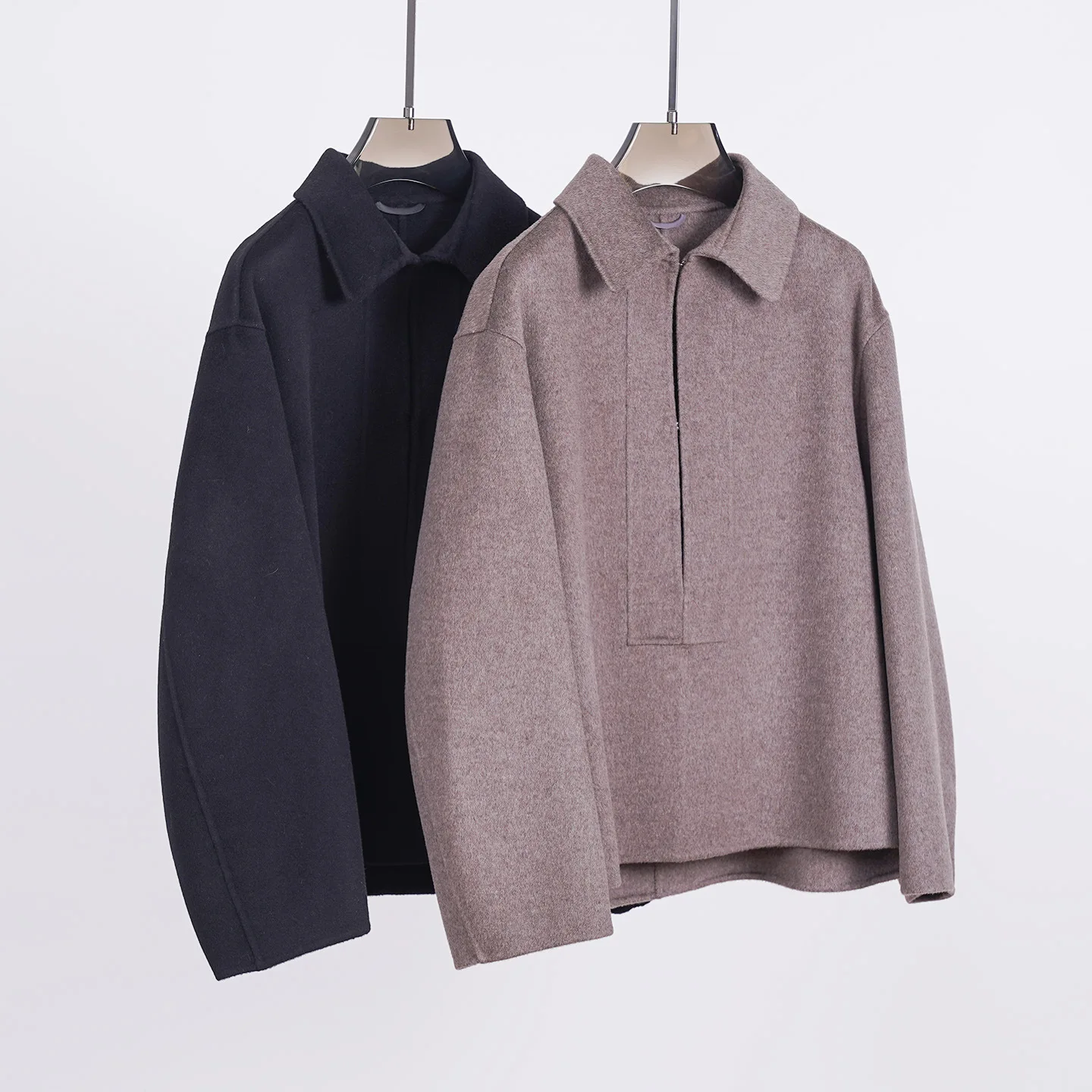 

Модный кашемировый и шерстяной полупередний планка со скрытыми застежками двусторонний кашемировый пуловер