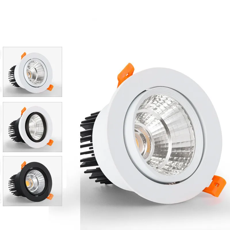 Imagem -03 - Incorporado Regulável Led Downlight Ângulo Ajustável Cob Luz de Teto Holofotes 7w 12 15 18 Rotação Ac85260v Interior Lighti