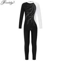 Kids Girls Long Sleeve Ballet Dance Gymnastic Leotards Teens Gymnastics Jumpsuit for Girl Children Skating Jumpsuits Dancewear