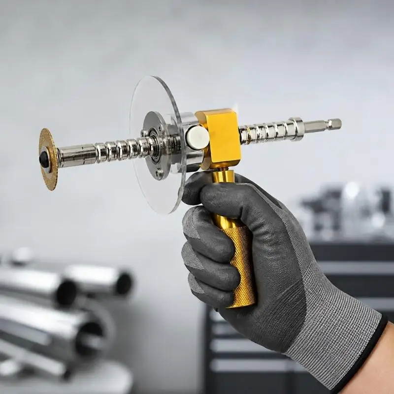 PVC Internal Pipe Cutting Tool with a Replaceable Abrasive Wheel for Drill-Assisted Installation and Maintenance 87HA