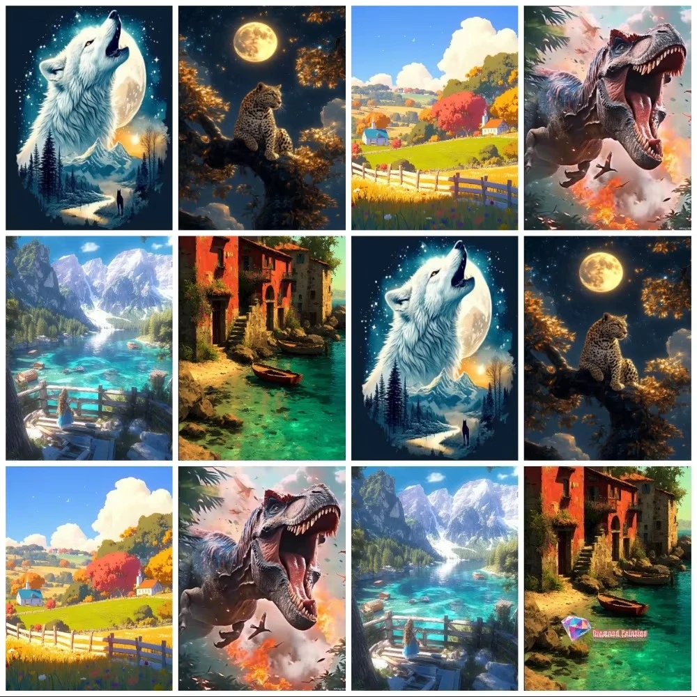 

Leopard Animal Scenery Diamond Painting Set 5D DIY Diamond Embroidery Cross Stitch Handmade Gift Crafts Home Decoration