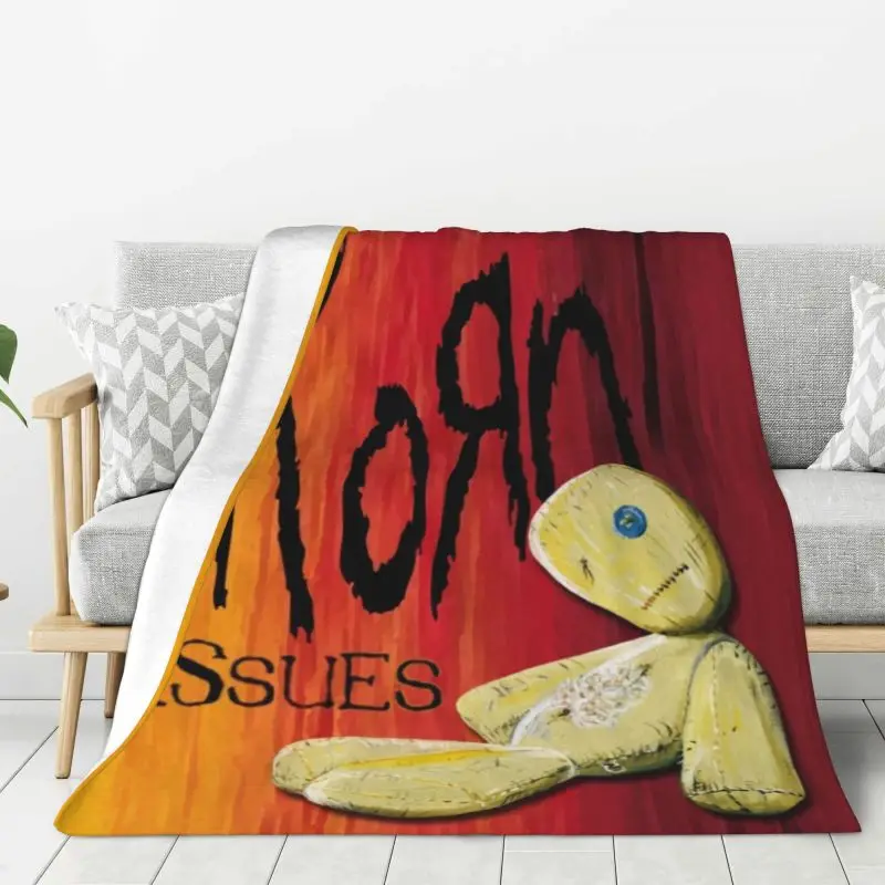 Custom Industrial Metal Rock Band Korns Blanket Soft Fleece Spring Warm Flannel Throw Blankets for Sofa Travel Bedroom Bedspread