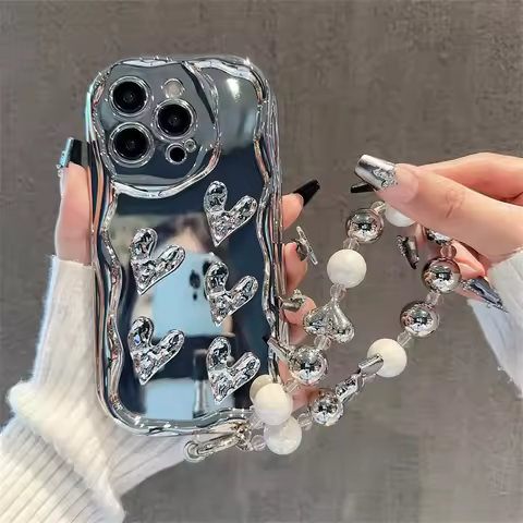 Cute Luxury Plating 3D Love Bracelet Soft Case For Samsung S24 S23 Ultra S22 S21 Plus S20FE A54 A55 A34 A14 A15 Shockproof Cover