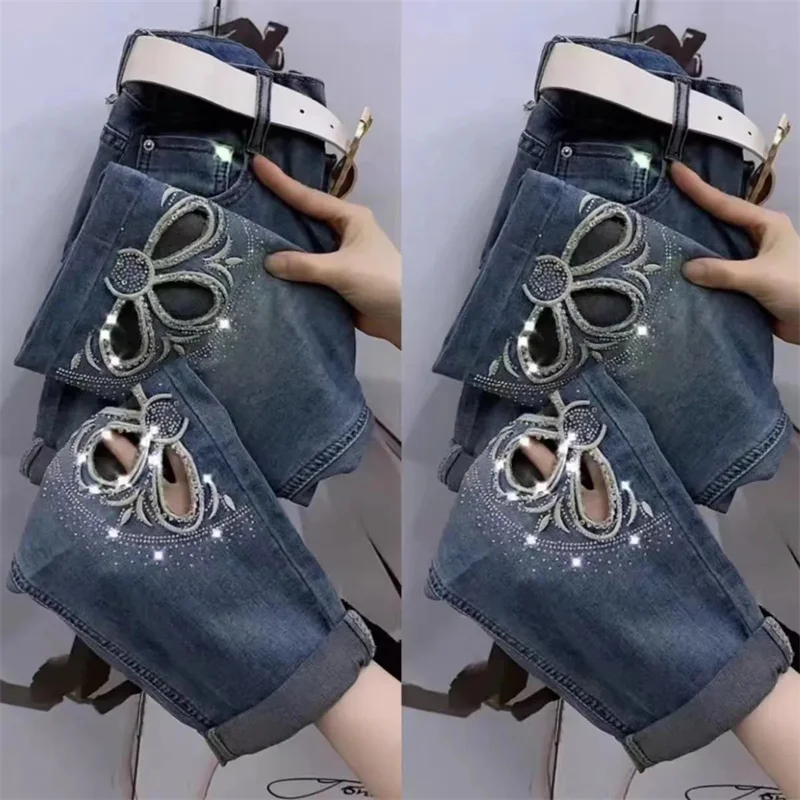 Nowa wysoka talia Letnia elastyczna talia Studenci Koreańska wersja luźnych spodni Proste spodnie jeansowe Harem Broke Jeans Spodnie damskie