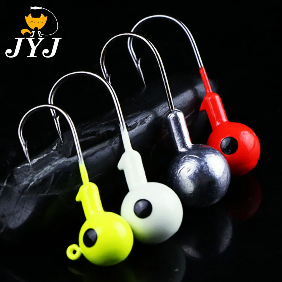 JYJ 10pcs 3.5g 5g 7g 10g 12g 14g 18g colorful fishing jig head hook for soft lure bait fishing hook