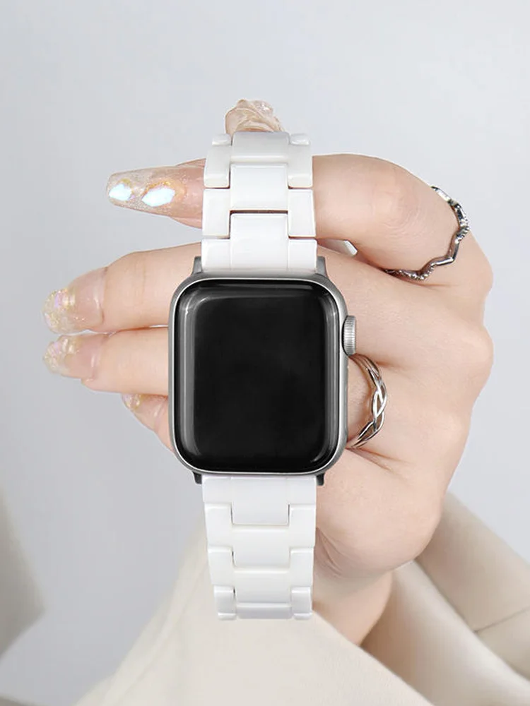 Ceramic Band for Apple Watch Strap 44mm 40mm 45mm 49mm 42mm 38 Stainless steel butterfly bracelet iWatch series 6 3 7 8 se Ultra