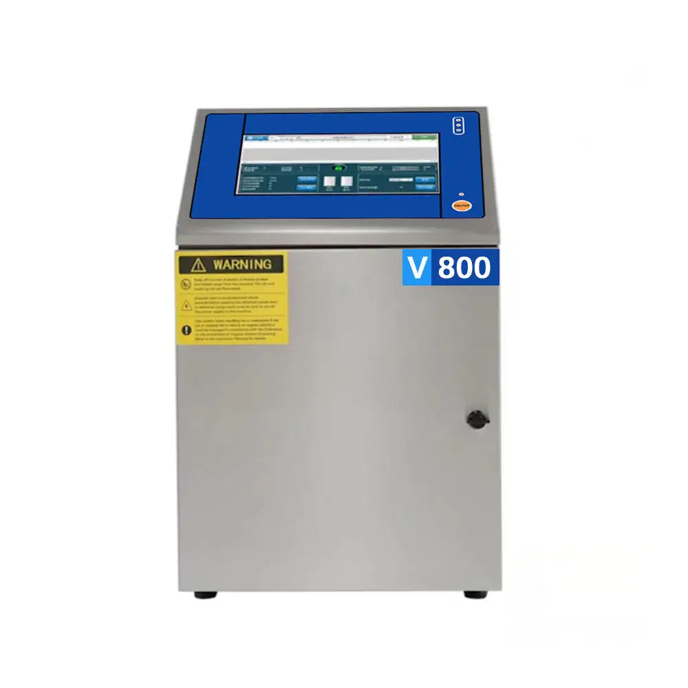 V800 Series Automatic CIJ Inkjet Label Printer 6 Colors Multi-Material Compatibility New Condition Carton Metal Glass