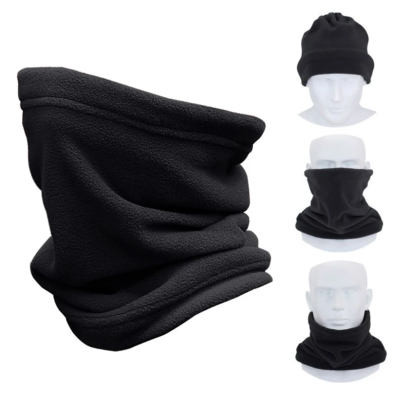 Winter Fleece Scarf Thermal Neck Windproof Scarves Neck Scarf Warmer Drawstring Windproof Face Cover Motorcycle Scarf Headband