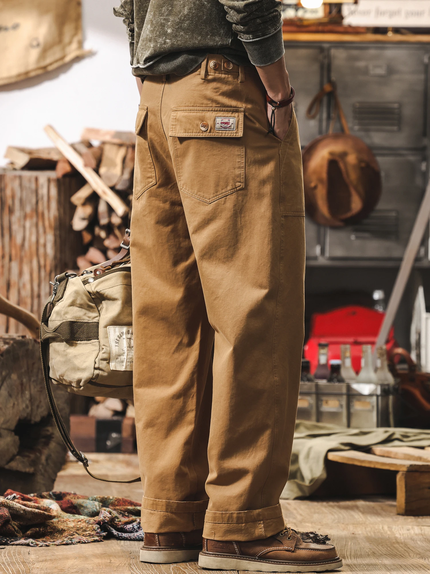 

Американские прямые брюки в стиле ретро, мужские новые модные брендовые свободные широкие брюки, повседневные брюки, осенний сезон, хлопок