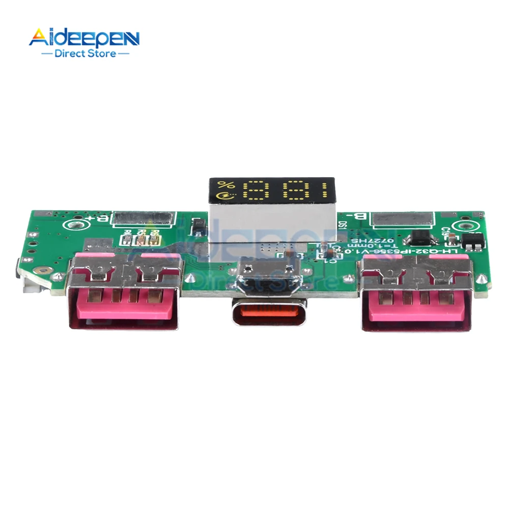 5V 3A Lithium Battery Digital Display Fast Charging Module IP5356 TYPE-C Micro USB QC3.0 2.0 PD3.0 PD2.0/AFC/FCP