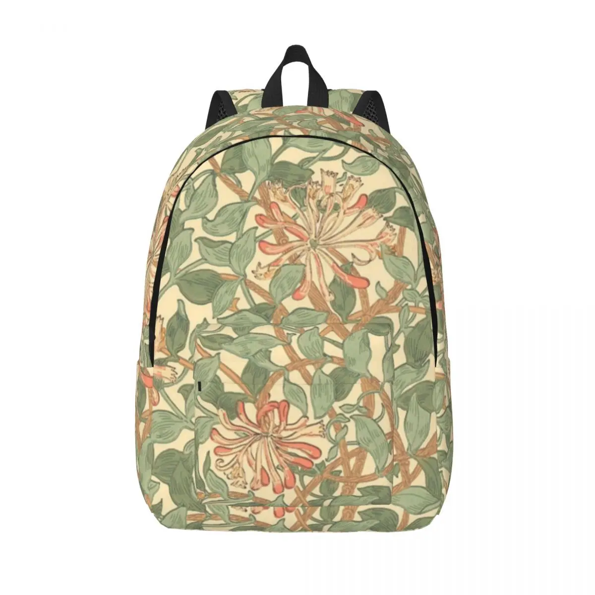 

William Morris Honeysuckle for Teen Student School Book Bags Vintage Floral Victorian Art Daypack Elementary High College Travel